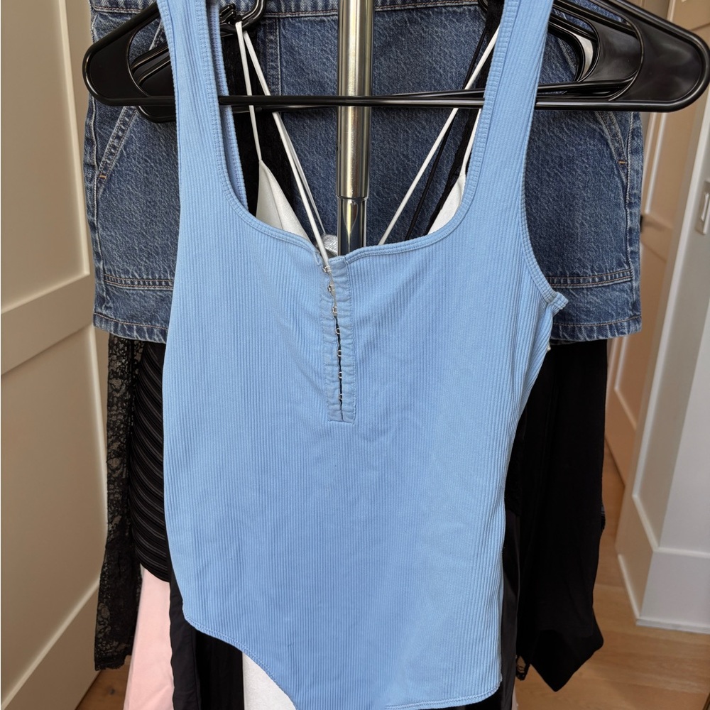ABERCROMBIE Blue Ribbed Women's Tank Top